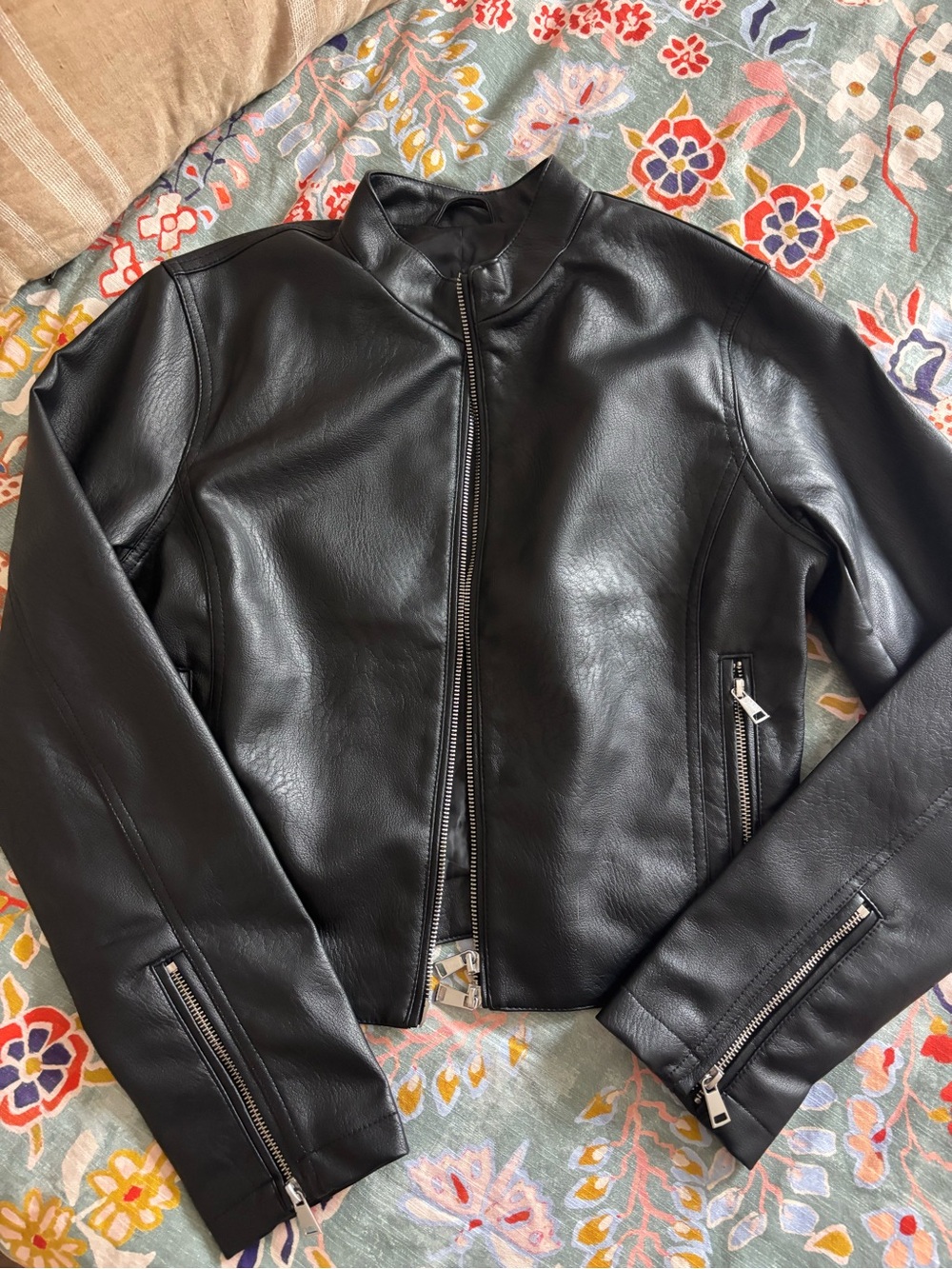 Urban Outfitters Black Faux Leather Zip Moto Jacket